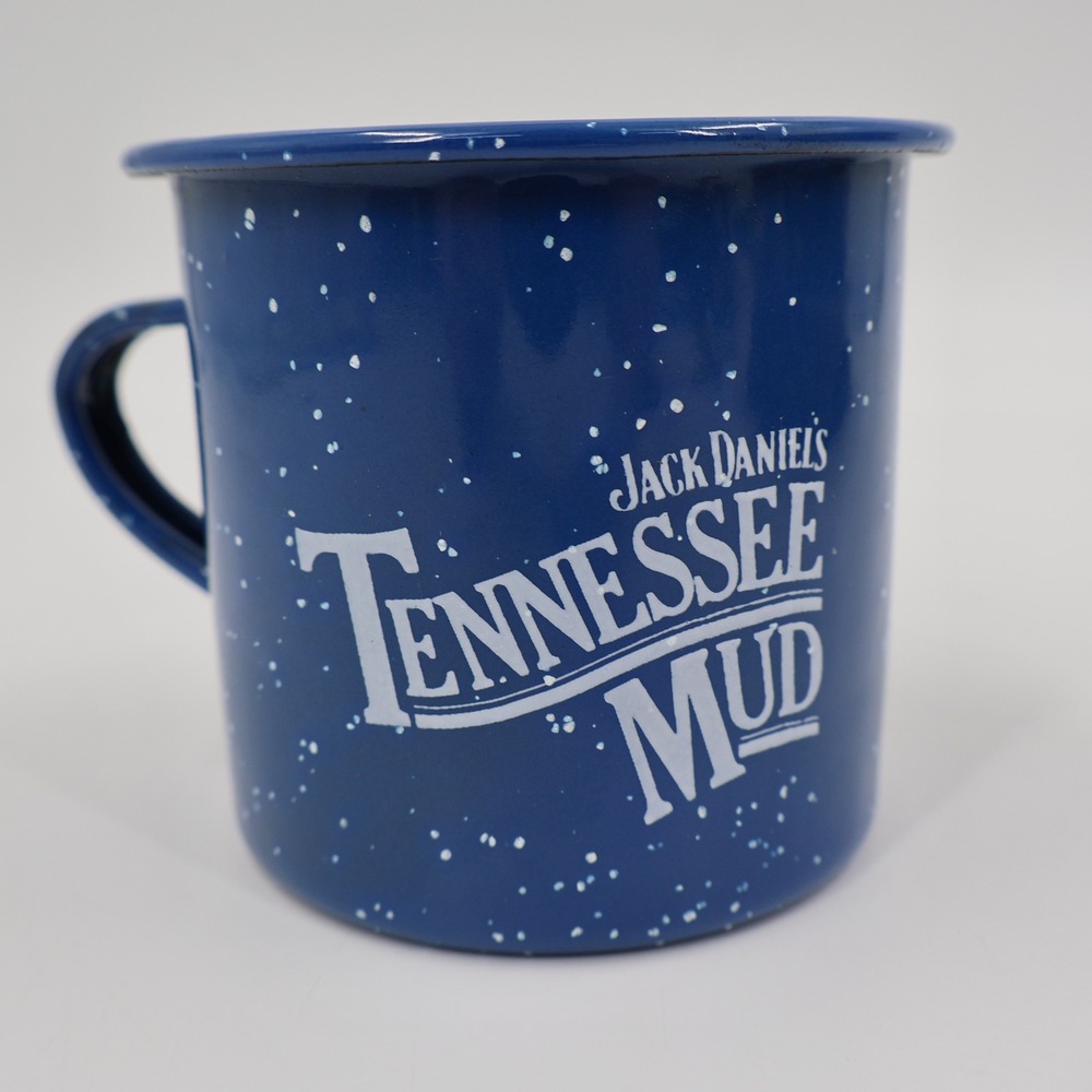 Jack Daniel's Coffee Mug Blue Enamel Tennessee Mud Campfire‎ Speckled